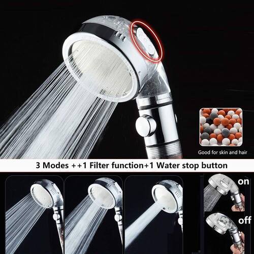 Bathroom 3 Modes High Pressure Shower He with On/Off Switc
