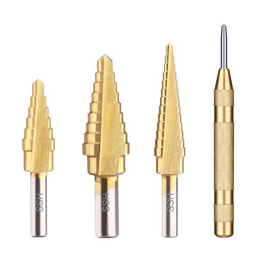 Step Drill Bit 3-Piece with 28 Step High-Speed Double Cuttin