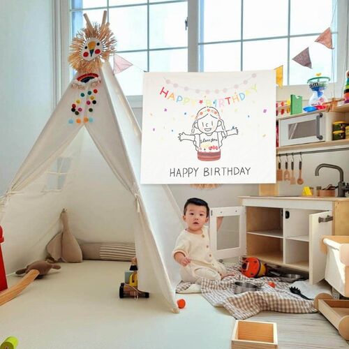 Happy Birthday Letters Hanging Cloth Banner Kid Child Girls