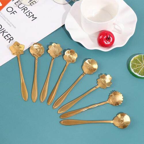 8Pcs Coffee Spoon Stainless Steel Stirring Creative Tablewar