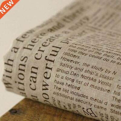 Newspaper Printed Cotton Linen Patchwork Fabric Woven Resist