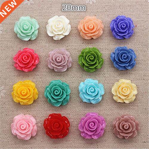 30pcs 20mm Resin Camellia Flowers Flat Back Cabochon  Jew