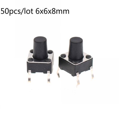 50pcs/lot DC 12V 0.5A 6x6x8MM 4PIN Tactile Tact Push Button