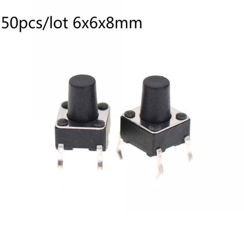 50pcs/lot DC 12V 0.5A 6x6x8MM 4PIN Tactile Tact Push Button