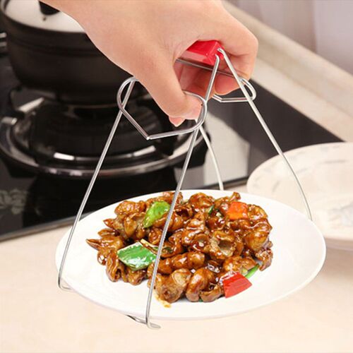 Foldable Stainless Steel Hot Bowl Clip Pot Dish Holder Steam