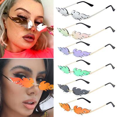 Bicycle Fire Flame Sunglasses Women Rimless Wave Eyewear Run