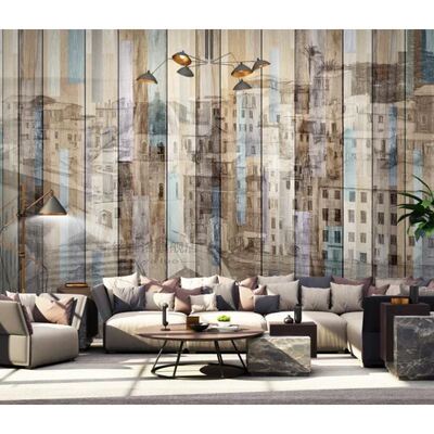 CJSIR Custom Nordic rban Architecture Wood Wallpaper for Wal
