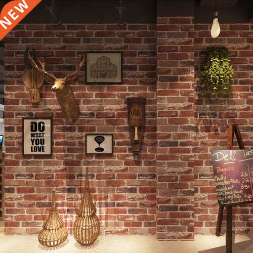 Rustic Vintage D Faux Bricks Wallpaper Roll Vinyl PVC Retro