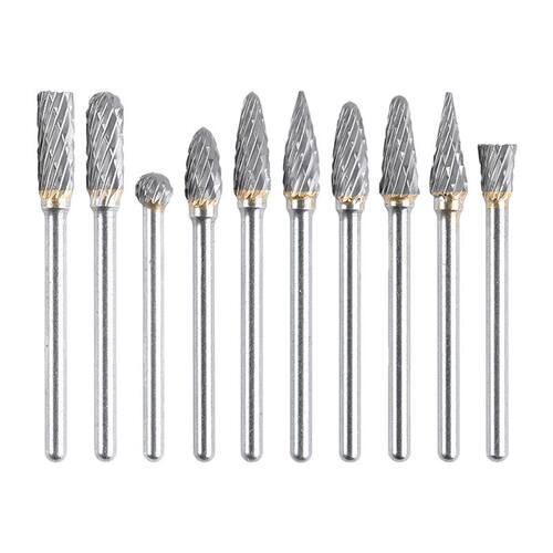 10Pcs 1/8 Rotary File Solid Carbide Rotary Burr Set Drill Gr