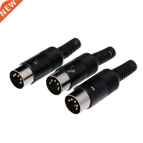 DIN Male Plug Cale Connector 5 Pin With Plastic Handle 3pcs