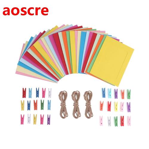 DIY Colorful Photo Frame Wooden Clip Paper Picture Home Deco