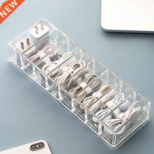 Cable Storage Box Transparent Plastic Data Line Storage Cont