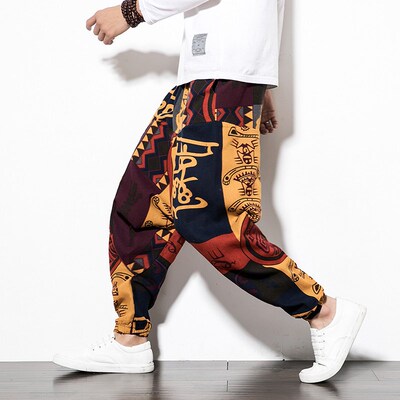 Baggy Cotton Men Harem Pants with Pocket Men Hip-hop Harem P