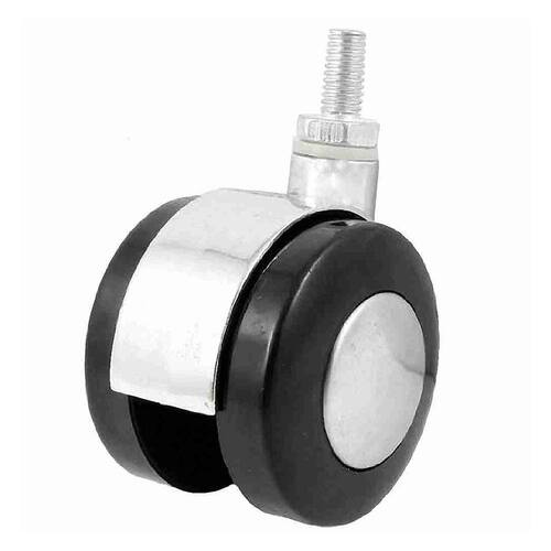 8mm Threaded Stem 50mm Dual Wheel Frame Rotatable Caster Bla