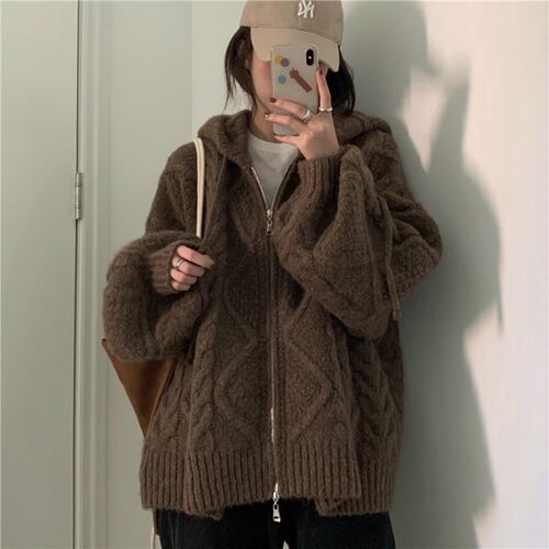 Women Autumn Winter Oversize Knitted Cardigan Casual 2021 Ho