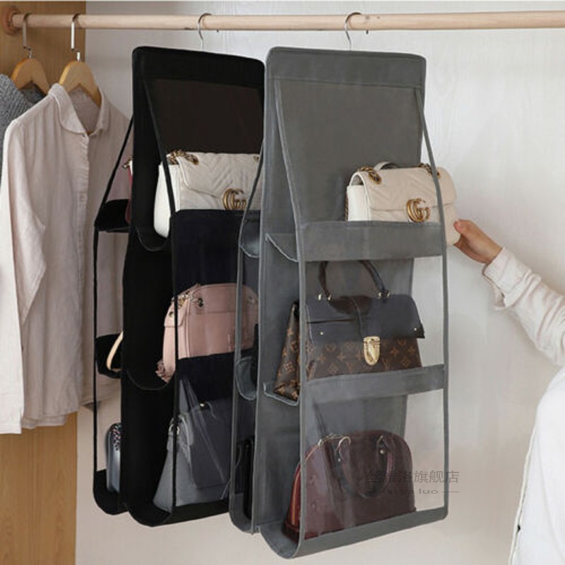 New 6 Pocket Folding Handbag Storage Organizer Hanging Rack