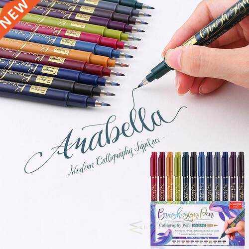 12 Color CalligraPhy BruSh Pen Write Paint Marker PenS Set f