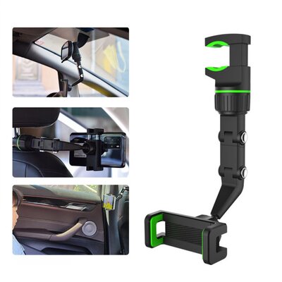 Universal Car Rearview Mirror Phone Mount Holder Concealed C