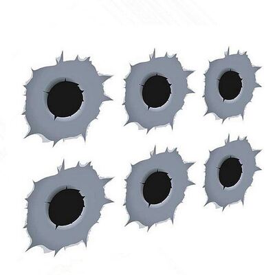 6pcs/set Fake Realistic Bullet Shot Hole Stickers Scratch Re