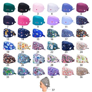 37 Colors Unisex Adjustable Working Scrub Cap with Protect E