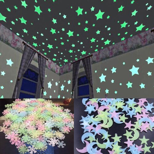 3D Star and Moon Energy Storage Fluorescent Glow In the dark