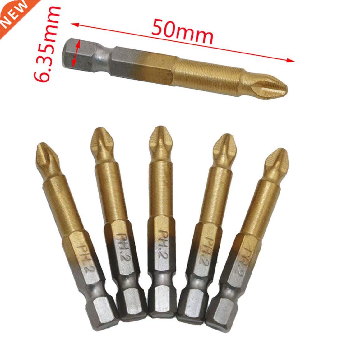 5Pcs Anti Slip Electric Screwdriver Bits Single Side Hex Sha
