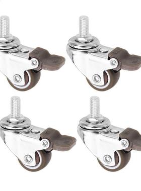 4pcs Mini Smll Csters 1 Inch M8x15mm TPE Silent Wheels wit