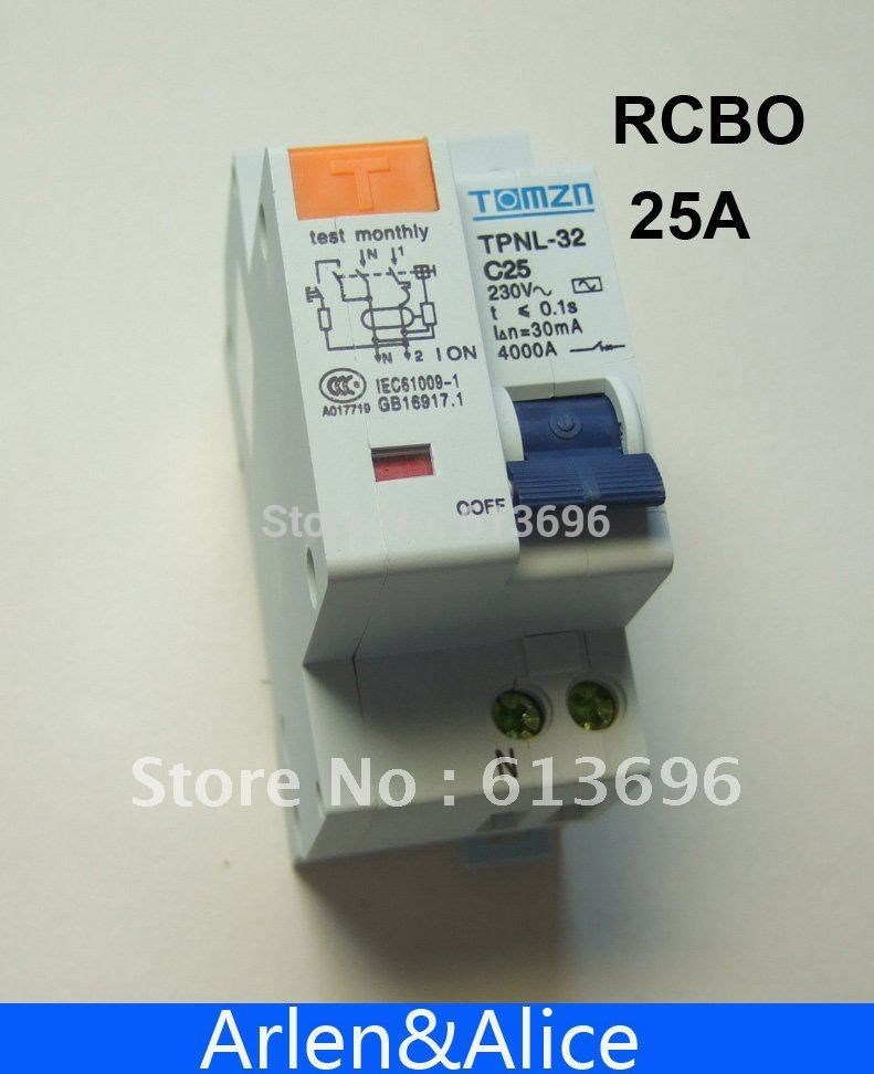 DPNL 1P+N 25A 230V~ 50HZ/60HZ Residual current Circuit break