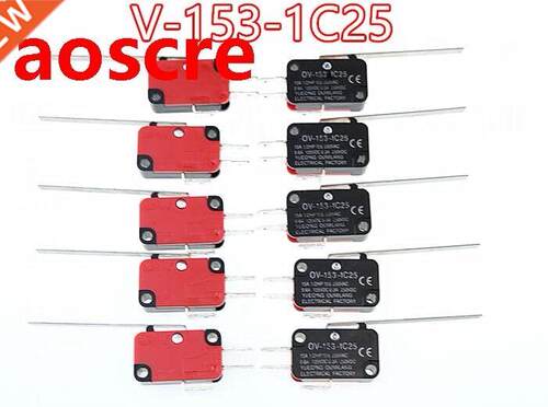 10Pcs V-15-1C25 Micro Limit Switch Long Straight SPDT Snap