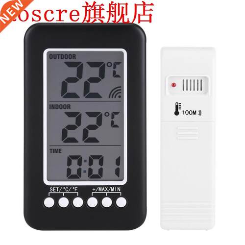 LCD Dgtal Thermometer ndoor Outdoor Thermometer Clock Tem