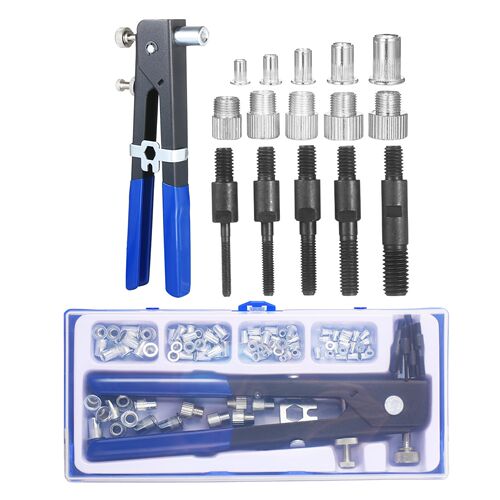86PCS Rivet Nut Tool Kit Set Blind Rivet Nut Hand Riveter Wr