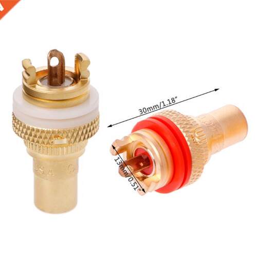 8PCS Red+White RCA Female Socket CMC Phono Copper Plug Femal