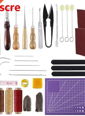 34PCS Versatile Leather Repair Purse Kit With Awl,Waxed Thre