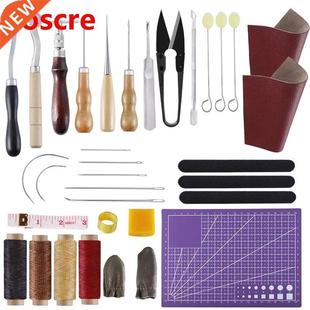 34PCS Versatile Leather Repair Purse Kit With Awl,Waxed Thre