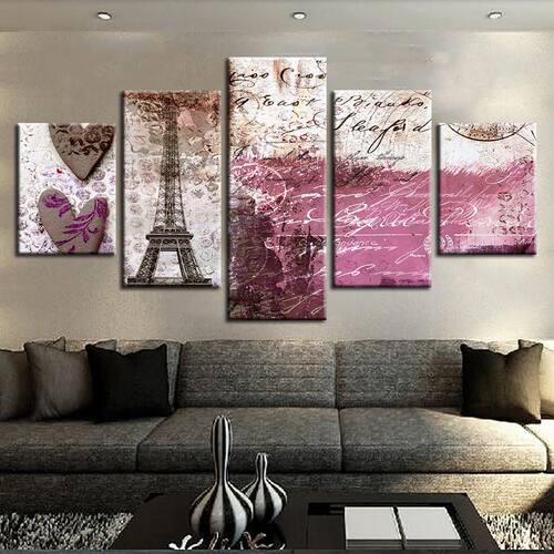Canvas Pictures Home Decor 5 Pieces Vintage Abstract Pis