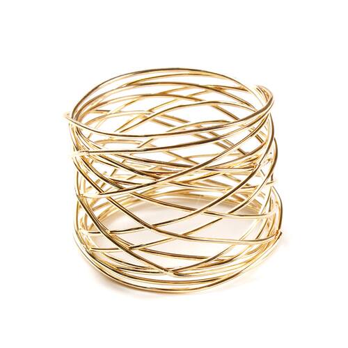 1x Wide Round Gold Napkin Rings Metal Cross Hollow Gold Napk