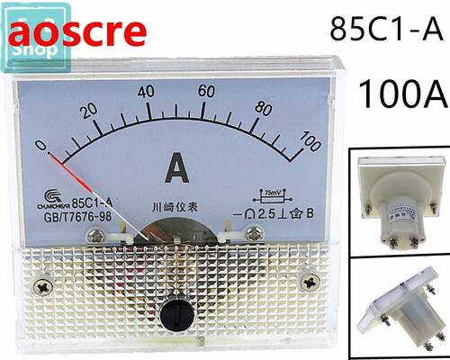 1PCS 85C1-A 100A DC Analog Meter Panel AMP Current Ammeters