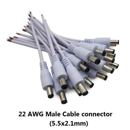 DC 5.5x2.1mm 22AWG Male & Female Cable White 12V DC
