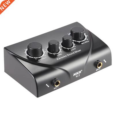 Portable Karaoke Sound Audio Stereo Echo Mixer Dual Micropho