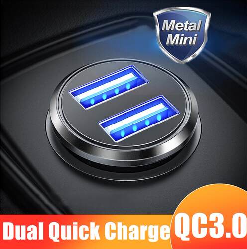 36W QC 3.0 Quick Charge Dual USB Car Charger All Metal Car A