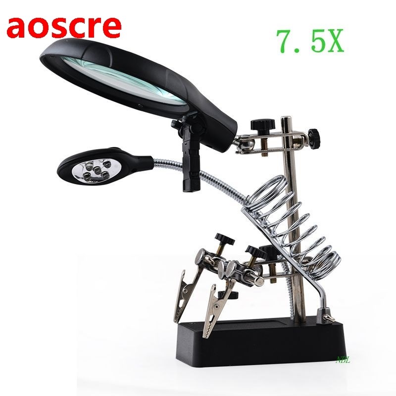 Welding magnifying 2.5X 7.5X 10X LED Light Magnifier Helping
