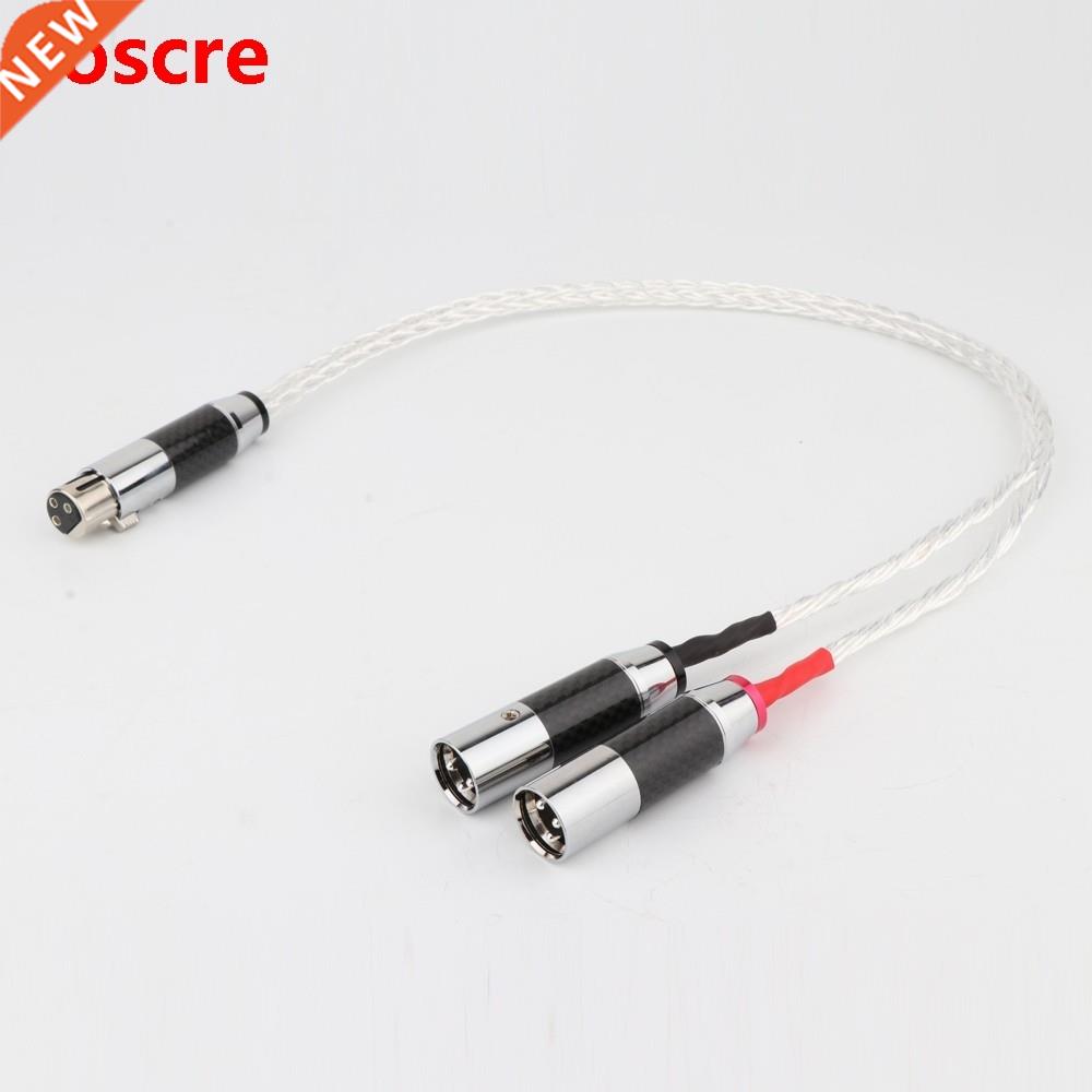 8AG Silver Plated XLR Male to Dual XLR Female Y Splitter 3Pi