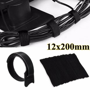 50Pcs 12 x 200mm Reusable Nylon Cable Ties Hook and Loop Cab