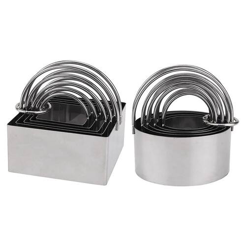 10 Pack Cookie Cutters,Stainless Steel Round & Square Bi