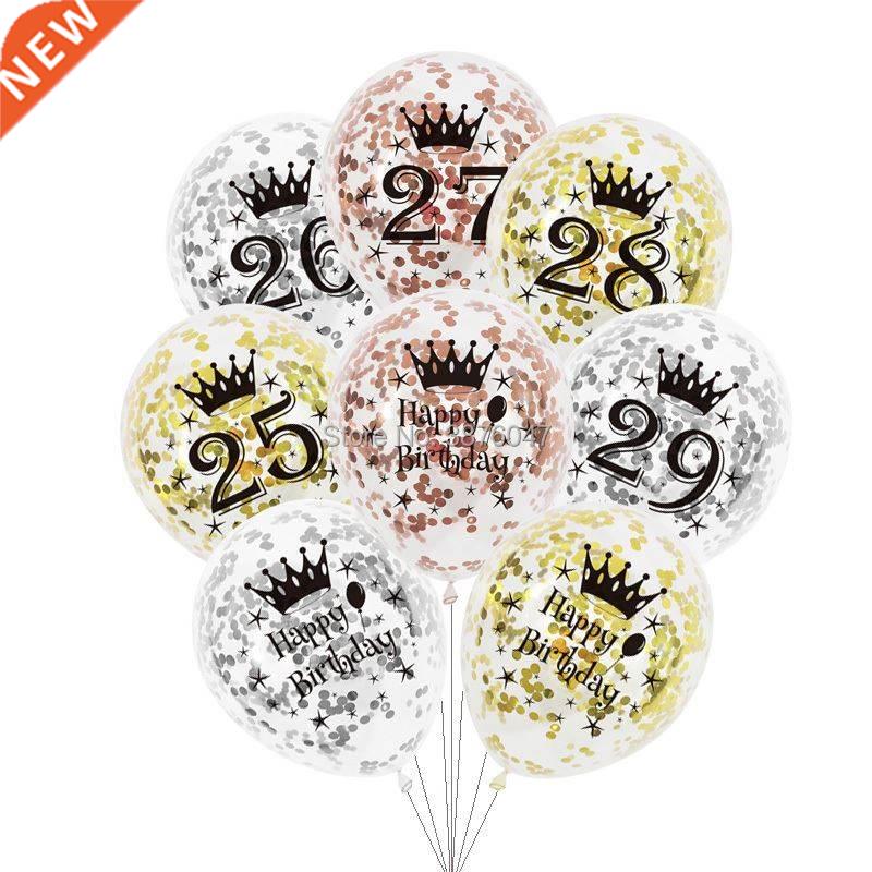 6pcs/lot number 25 26 27 28 29 birthday balloons rose gold s