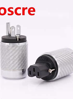 Carbon Fiber US Mains Power Plug IEC Plug Rhodium Plated Con
