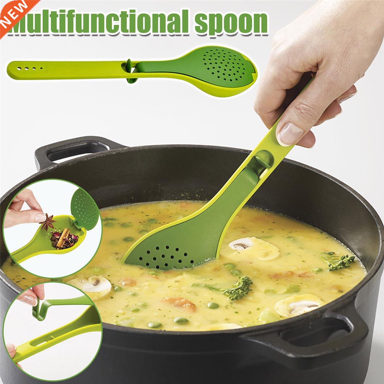 Kitchen Creative Multi-function Soup Spoon Seasoning Filter