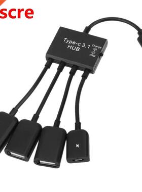 OTG Cable Hub Adapter 5.0Gb/S USB Type-C 3.1 to 4 Ports for