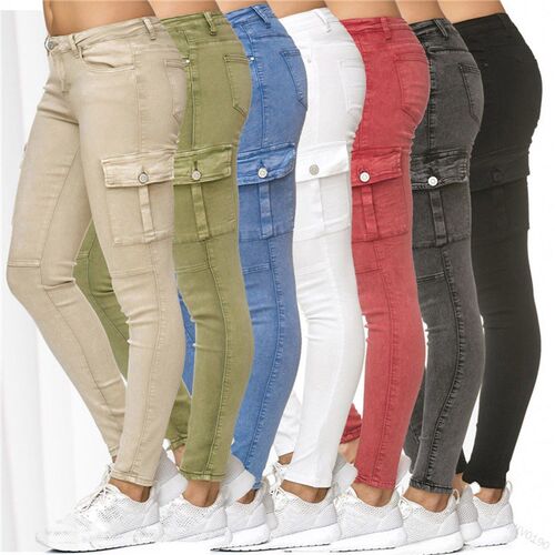 Lugentolo Jeans Woman Spring and Autumn New Solid Side Stand