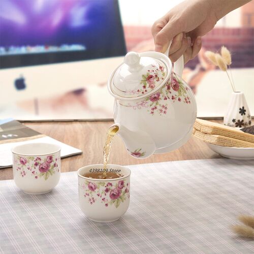 800ml-1000ml Ceramic Teapot Kettle Rose Flower